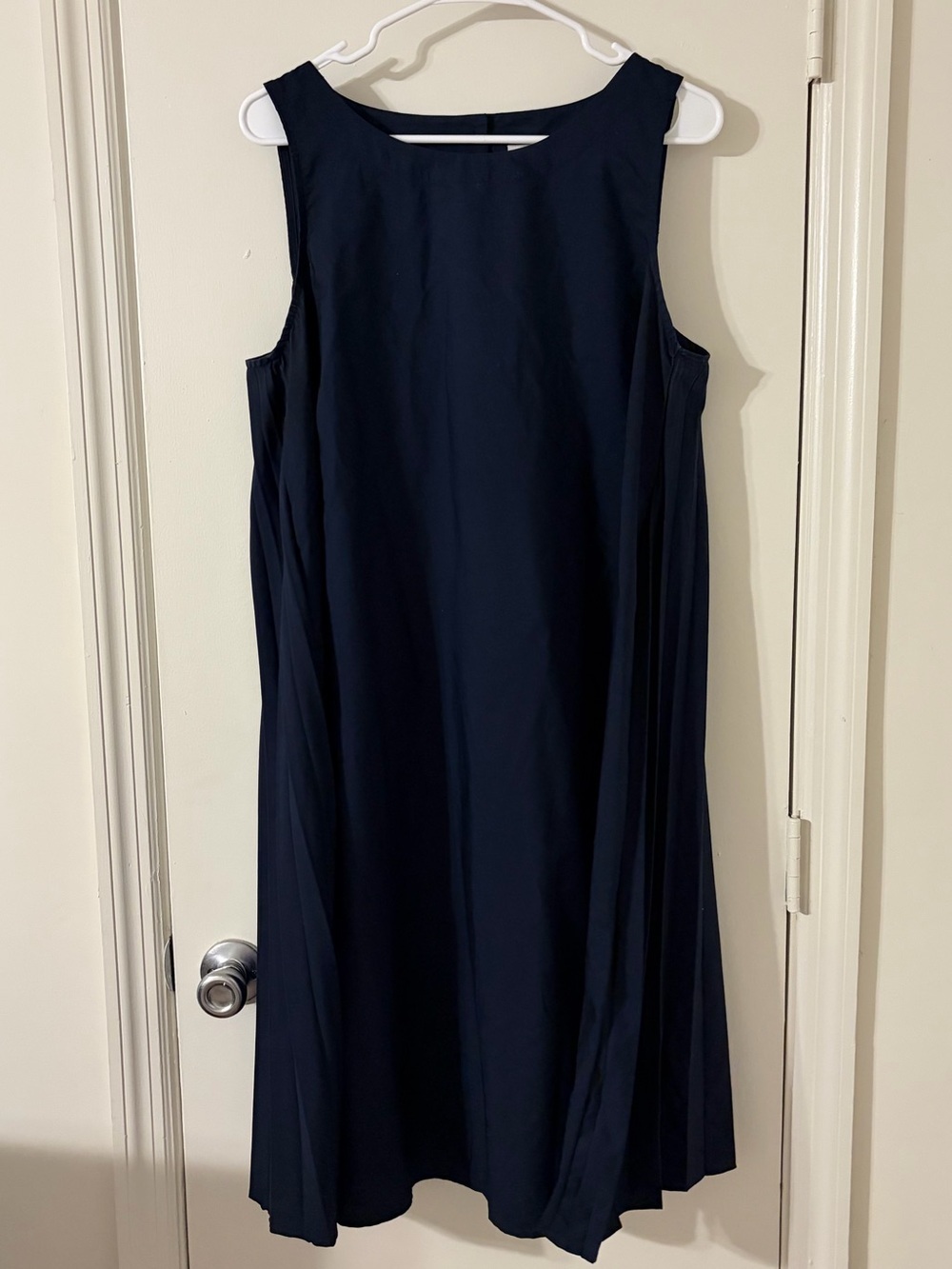 J Jill Navy Sleeveless Pleated Back Dress Size Petite Large